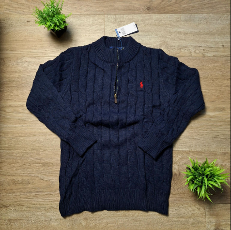 Ralph Lauren knit, quarter zip (MĖLYNAS)
